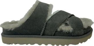 UGG Greenport Cross Strap Slide - Dames - Pantoffels - Grijs - 38 EU - Leer - Schoenen