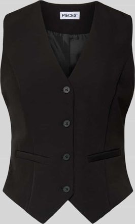 Pieces Slim Fit Anzugweste mit angedeutete Taschen Modell BOZZY VEST in Black, Gr&ouml;&szlig;e XS