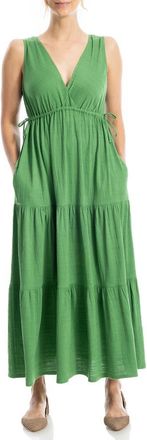 Max Studio V-Neck Sleeveless Tiered Maxi Dress in Green at Nordstrom Rack, Size X-Small