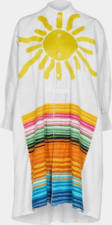 Kilometre Paris The Sun Rainbow Hand-Embroidered Linen Dress One Size
