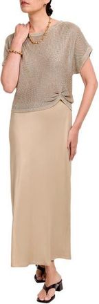 Mint Velvet Woven Mix Metallic Dress in Gold at Nordstrom, Size X-Large
