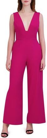 Julia Jordan Plunge Neck Wide Leg Jumpsuit in Dark Cerise at Nordstrom Rack, Size 12