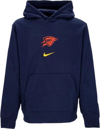 Nike NBA City Edition Club Hoodie Oklthu - Heren - Sportshirts - Blauw - XL - Katoen - Fitness