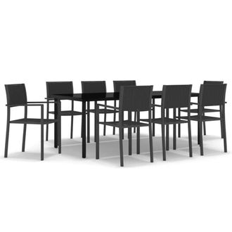 Berkfield Home 9 Piece Garden Dining Set Black