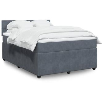 vidaXL Cama Box Spring Con Colch&oacute;n Terciopelo Gris Oscuro 140x190 Cm Vidaxl