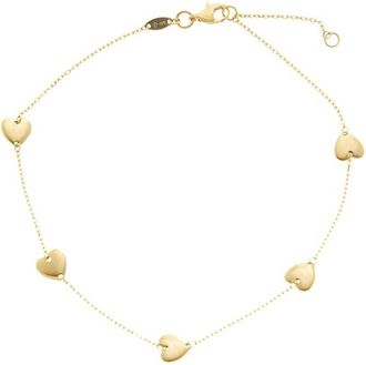 Italian Gold, Inc 14K Heart Station Adjustable Length Anklet
