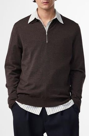 Nn.07 Quarter Zip Wool Polo Sweater in Demitasse at Nordstrom Rack, Size Large