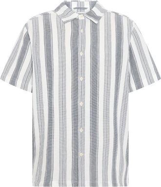 Knowledge Cotton Apparel Organic Cotton Striped Shirt II Hemd f&uuml;r Herren | grau/wei&szlig;