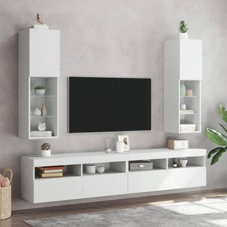 Berkfield Home TV Cabinet with LED Lights White 30.5x30x102 cm