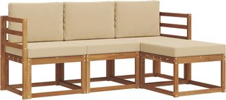 vidaXL Conjunto De Sof&aacute;s De Exterior 4 Uds. Natural Y Beige Vidaxl