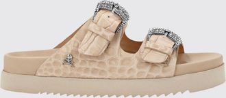 Philipp Plein Sandali in pelle cocco con cinturini e fibbia gioiello