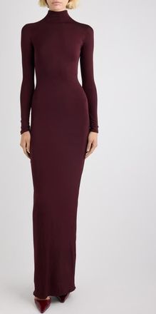 Alaia Draped Long Sleeve Funnel Neck Gown in Cognac at Nordstrom, Size 14 Us