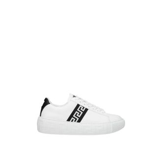 Versace Sneakers, female, White, Size: 5 1/2 US Leather Sneakers with Front Logo and Lace-Up Closure