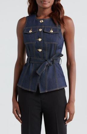 Cinq à Sept Renee Belted Denim Vest in Indigo at Nordstrom, Size Xx-Small