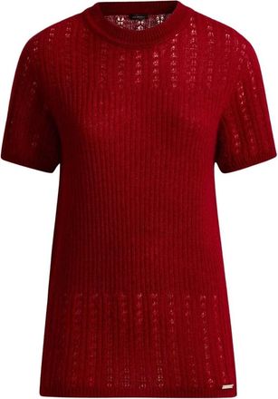 Kiton Burgundy Cashmere Silk Openwork Sweater - Dames - Cashmere truien - Rood - XS - Kasjmier - Truien & Vesten
