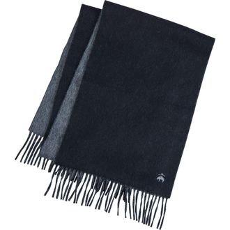 Brooks Brothers Twill Wool & Cashmere Blend Fringe Scarf in Black/Charcoal at Nordstrom Rack