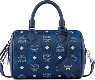 MCM Small Ella Boston Bag in Visetos in Blue at Nordstrom