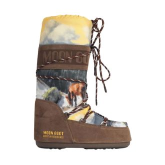 Moon Boot Schoenen, Dames, Veelkleurig, 39 EU, Leer, Icon High Postcard Boots