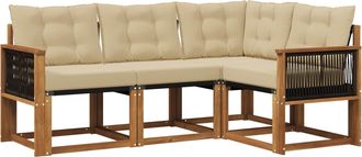 vidaXL Conjunto De Sof&aacute;s De Exterior 4 Uds. Natural Y Beige Vidaxl