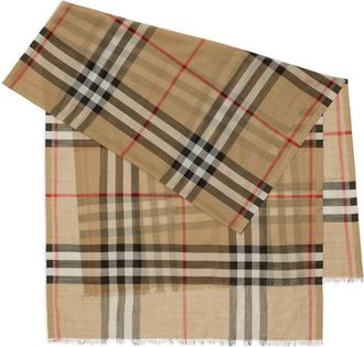 Burberry check-print scarf - unisex - Wool/Silk - OS - Neutrals