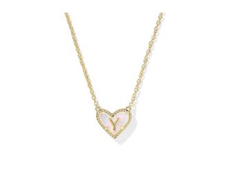 Kendra Scott Heart Letter Gold Short Pendant Womens Necklace Womens Necklace Y, Brass