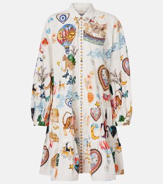 Camilla Printed embellished cotton minidress