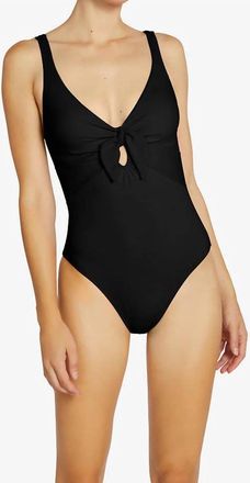 Robin Piccone Ava Plunge Tie-Front One-Piece Swimsuit In Black