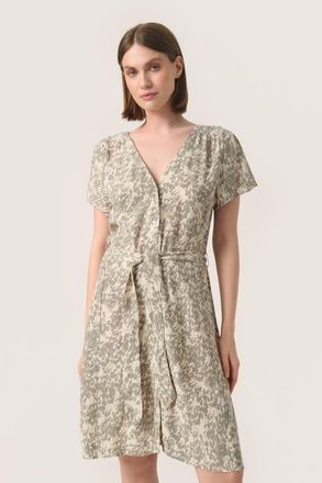 Soaked In Luxury SLSylvia V-neck Short Sleeve Belt Dress in Shadow Drop Print at Nordstrom, Size Xx-Large