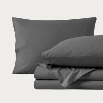 Bare Home 100% Organic Cotton Percale Cooling Sheet Set in Grey at Nordstrom, Size California King