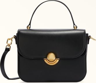 Furla Sfera Top Handle Nero Black Soft Calf Leather + Suede Woman
