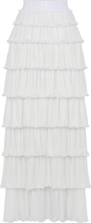 Elisabetta Franchi Rok van georgette met ruches - Dames - Rokken - Beige - Maat: 2XL Poliester