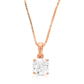 Vir Jewels 1 cttw Cushion Lab Grown Diamond Solitaire Pendant Necklace in 14K Gold with Chain For Women