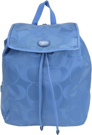 Coach Signature Blue Nylon Leather Backpack (Pre-Owned)