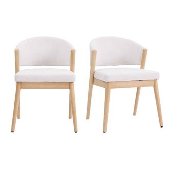 Moloo Silla de madera natural y tela trendy ecru (x2)