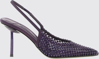 Le Silla Slingback Gilda in raso e rete con ricamo di cristalli