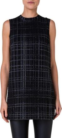 Akris Metallic Check Sleeveless Tunic Top in Black-Silver at Nordstrom, Size 4