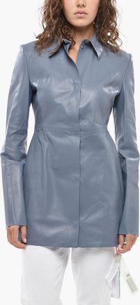Off-white Unlined Leather Jacket With Snap Buttons Off-White