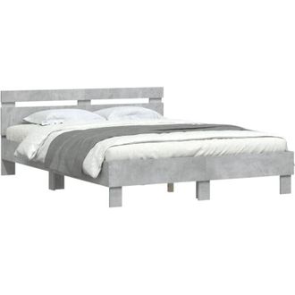 vidaXL Vidaxl - Estructura De Cama Cabecero Y Luces Led Gris Hormig&oacute;n 140x200cm
