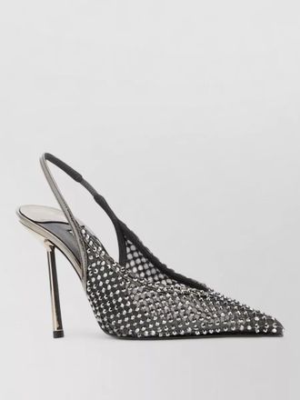 Le Silla embellished mesh slingback pumps pointed toe