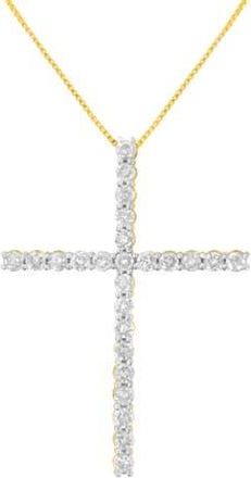 House of Brilliance Silver 2 1/2 cttw Diamond Cross Pendant Necklace in Yellow Gold Over Silver at Nordstrom