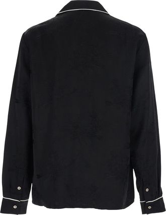 Amiri Mens Shirt With Cuban Collar, Black Viscose