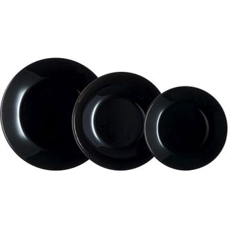 Luminarc Luminarc Set di stoviglie in vetro nero Arcopal Zelie, 12 pezzi, 4 posti, nero