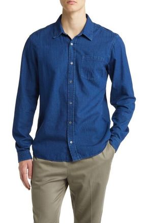 Frame Denim Cotton & Linen Chambray Button-Up Shirt in Maritime at Nordstrom, Size Xx-Large