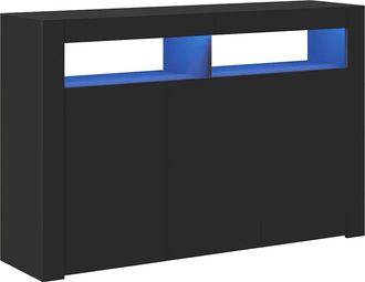 vidaXL Aparador Con Luces Led Negro 115,5x30x75 Cm Vidaxl