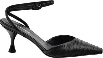 Halmanera Slingback leer met enkelbandje - Dames - Pumps - Zwart - 40 EU - Leer - Schoenen