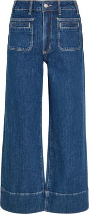 Paige Anessa Patch Pockets Wide-leg Stretch-denim Jeans - Navy - 27 (W27 / UK8-10 / S)