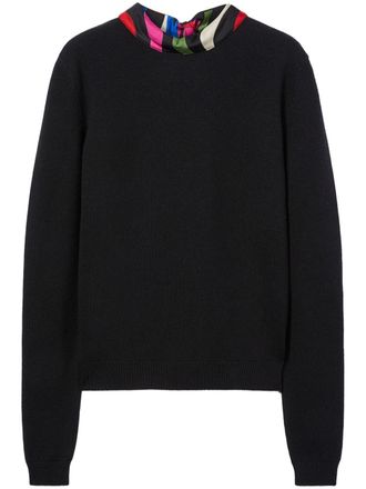 Pucci Marmo-print scarf-detail wool jumper - Black