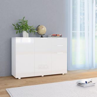 Berkfield Home Sideboard High Gloss White 107x35x76 cm | Size: 107 x 35 x 76 cm