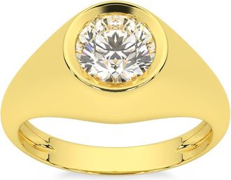 Pompeii3 1.50CT Mens Bezel Diamond Solitaire Ring 14K Yellow Gold Size Selectable