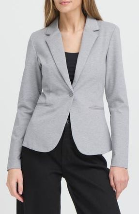 Ichi Regular Notch Lapel Ponte Blazer in Grey Melange at Nordstrom Rack, Size X-Small
